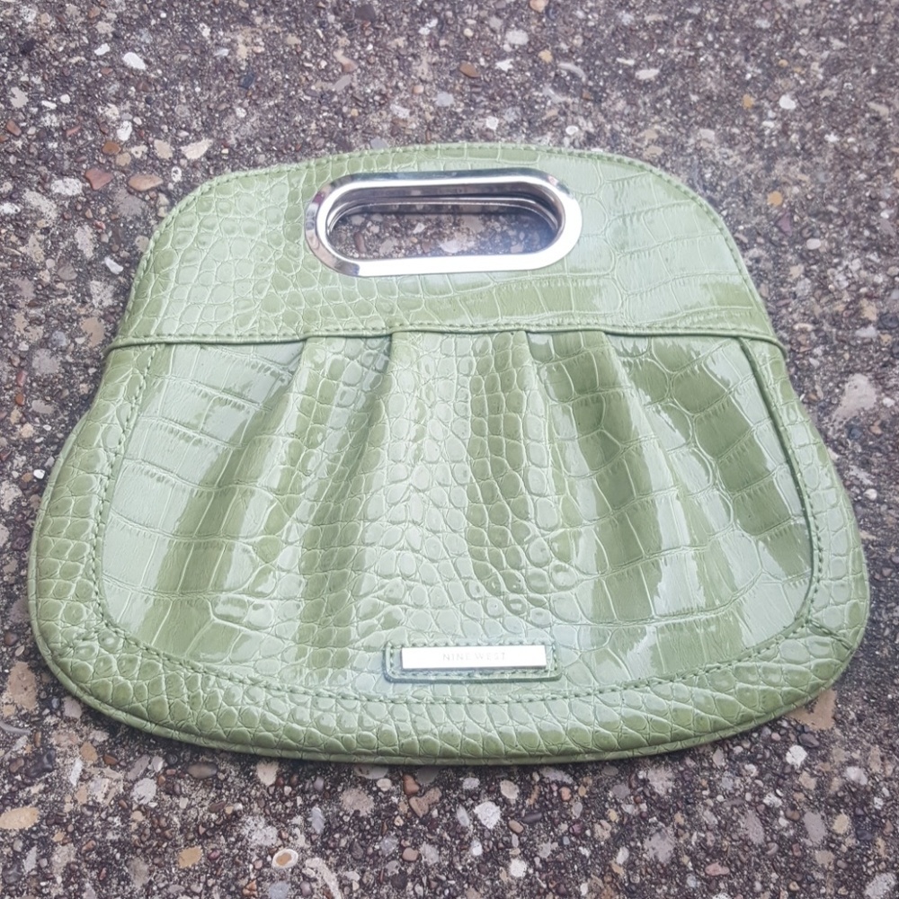 Nine West Green Reptile Clutch Bag with Handle